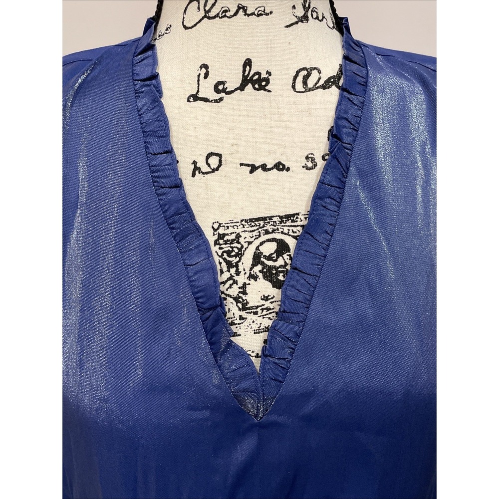 NEW Vintage Inspired Cobalt Blue Short Sleeve Dress Size M Caroline Vazzana - Picture 4 of 16